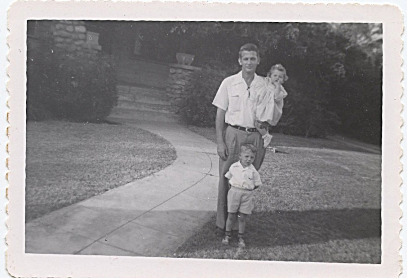 1952 - me 11 months old with dad and John - at Atchinson [st.?], Pasadena, California