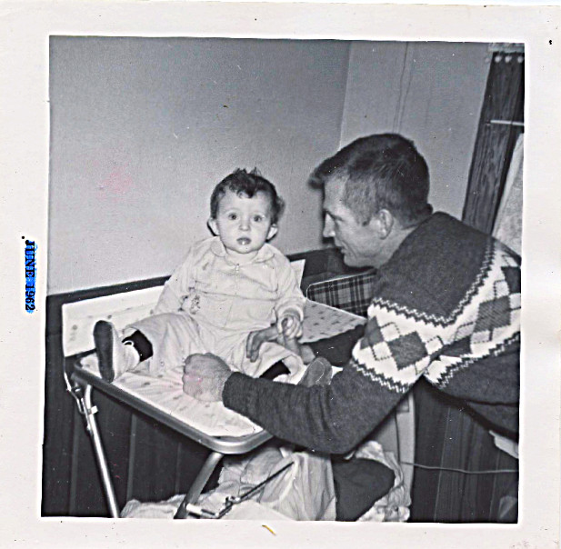 1961 Dad and David (on changing table) probably still at Government Hill Panoramic View Apartments