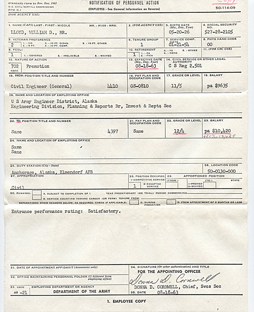 1963 August - Dad's promotion determined the family's fate - received while we were outside Alaska in Santa Fe, New Mexico (he remained working in Alaska)