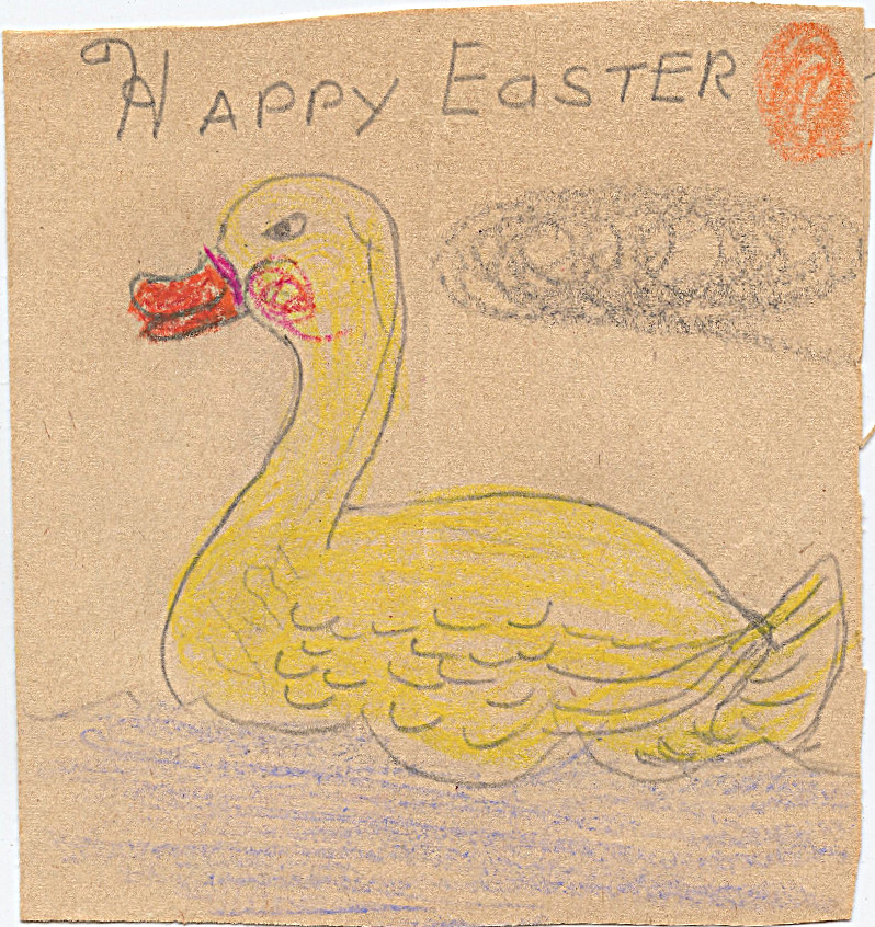 This is a 1962 (age 10) Easter card to grandma