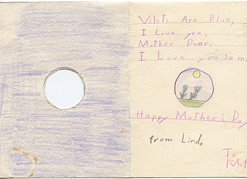 Here's the inside, Mother's Day card -- would be nice if whe and I were two flowers side by side!