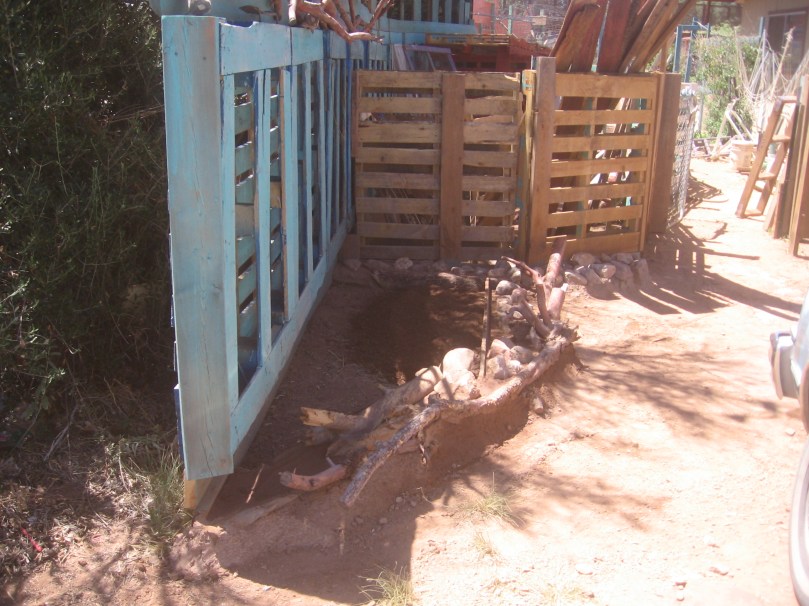 new garden bed outside goat pen