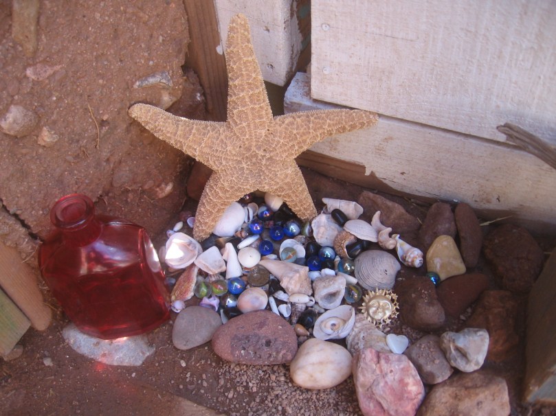 07052012MoreGarden 032 Inside the garden gate - gifts from the sea, gifts from my precious daughter - and a star fish